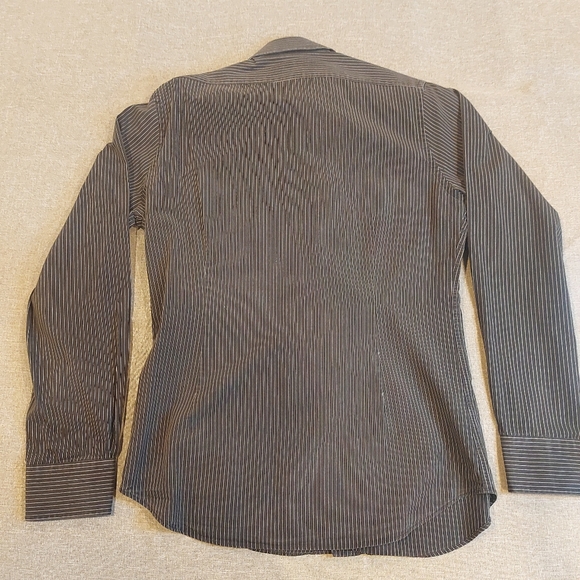 EXPRESS Fitted (White Pinstripes on Black) Dress Shirt - Picture 3 of 7